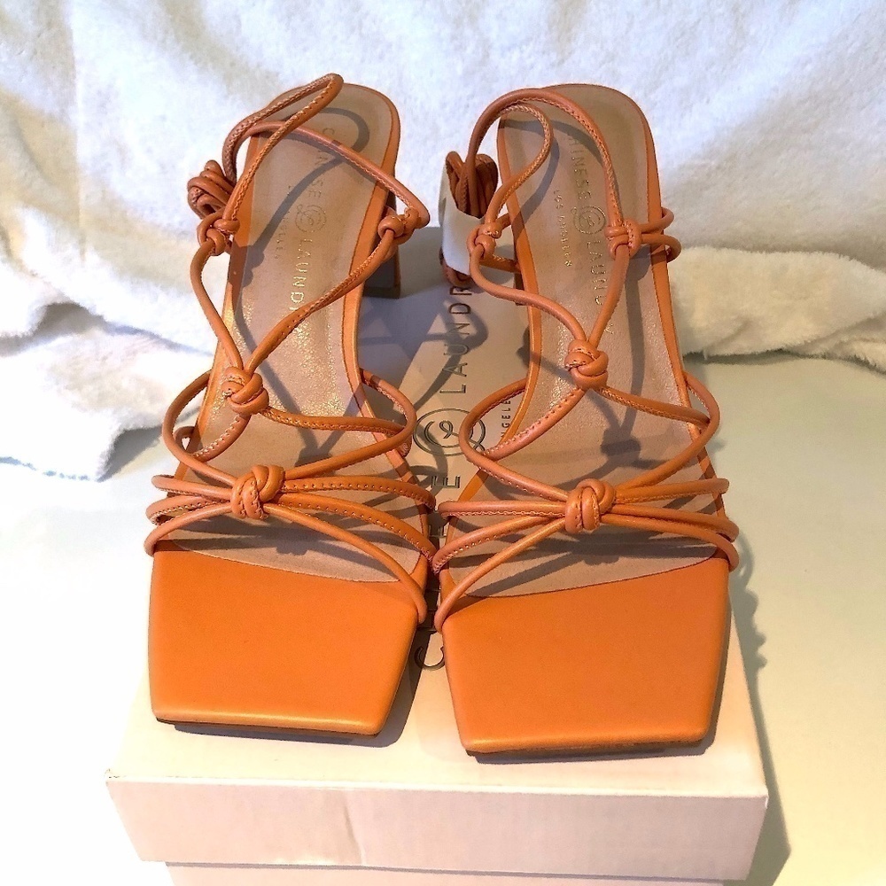Chinese Laundry Strappy Square-Toe Sandals in Orange